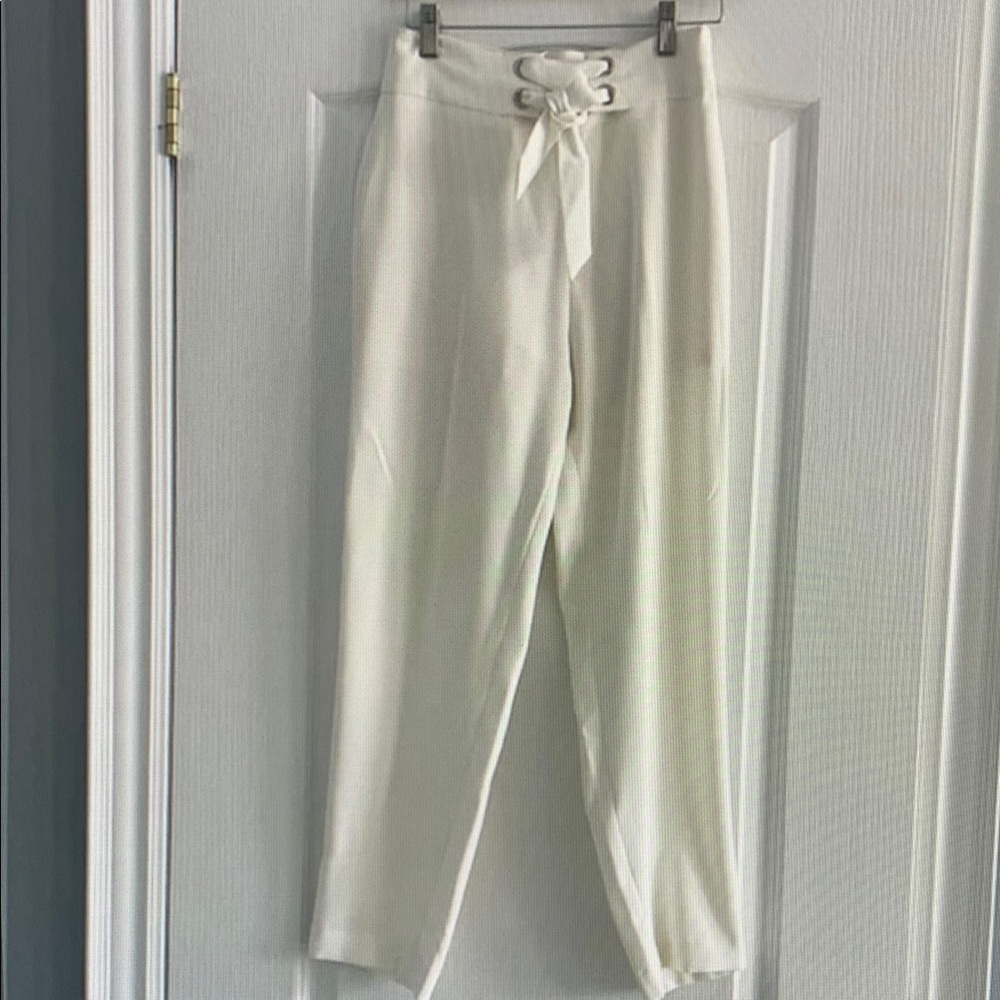 Stylish Cream Tie-Waist Pants